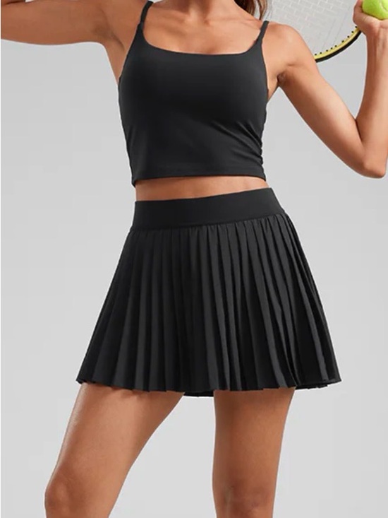 CRZ YOGA Dresses & Skirts - CRZ YOGA Black Pleated Mini Skirt